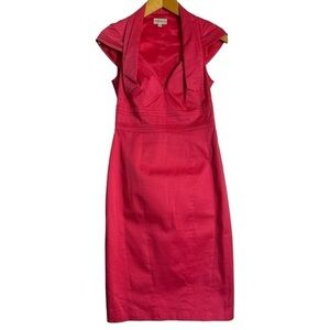 Karen Millen Pink Coral Sateen Sheath Dress Size: 6
